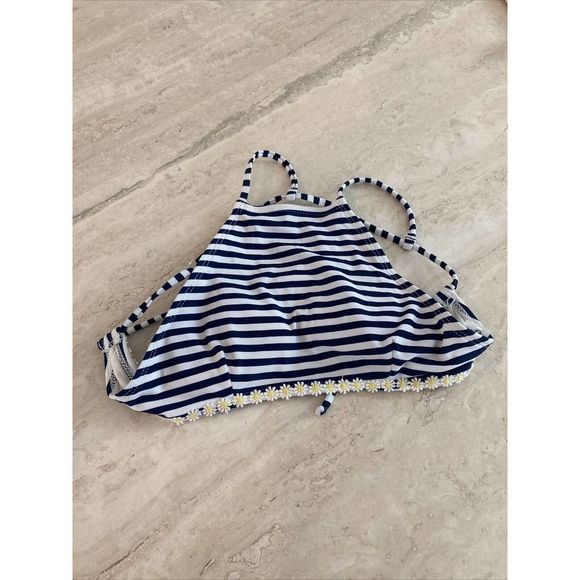 Kovey Paradise Top. Size M Blue and White Stripe Strap Bikini top - Picture 1 of 5